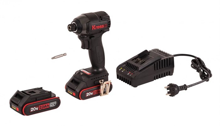 Винтоверт аккумуляторный бесщеточный KRESS KU280.3, 20В, 190 Нм, 2Ач х2, ЗУ 2А, кейс KU280.3 - фото 5049
