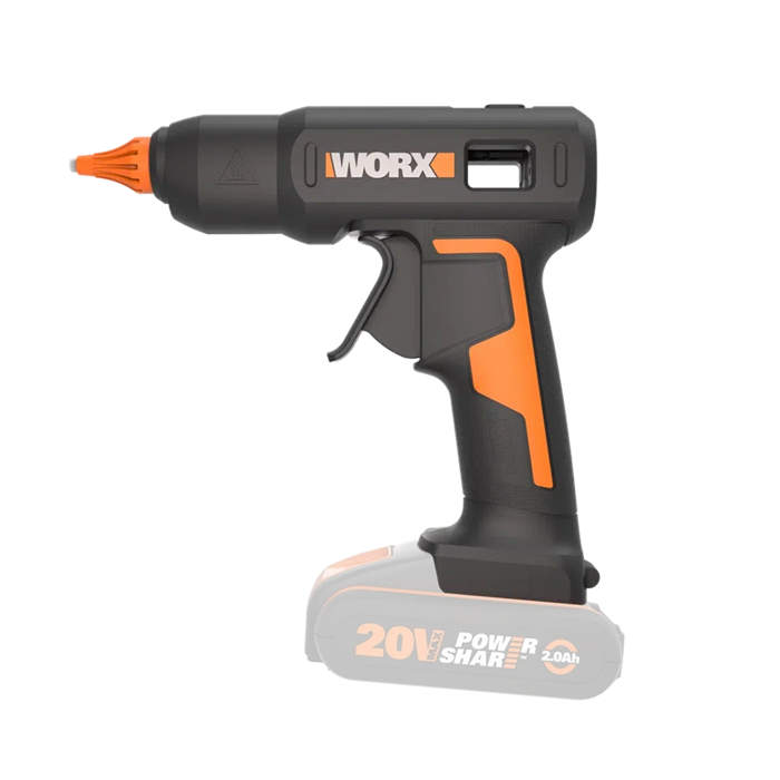 Клеевой пистолет аккумуляторный WORX WX045.9, 20В, без АКБ и ЗУ WX045.9 - фото 5158