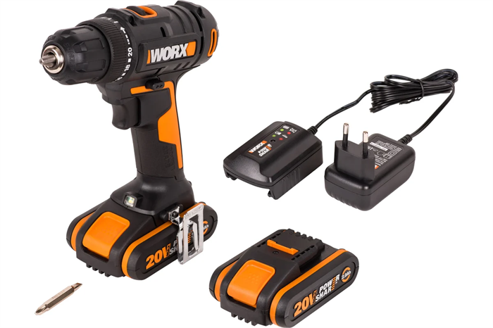 Дрель-шуруповерт аккумуляторная WORX WX100.2, 20В, 2Ач х2, ЗУ 0,4А, сумка WX100.2 - фото 5224
