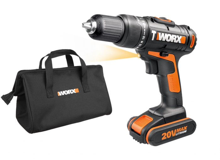 Дрель-шуруповерт ударная аккумуляторная WORX WX371.3 1.5Ач x2, сумка WX371.3 - фото 5260