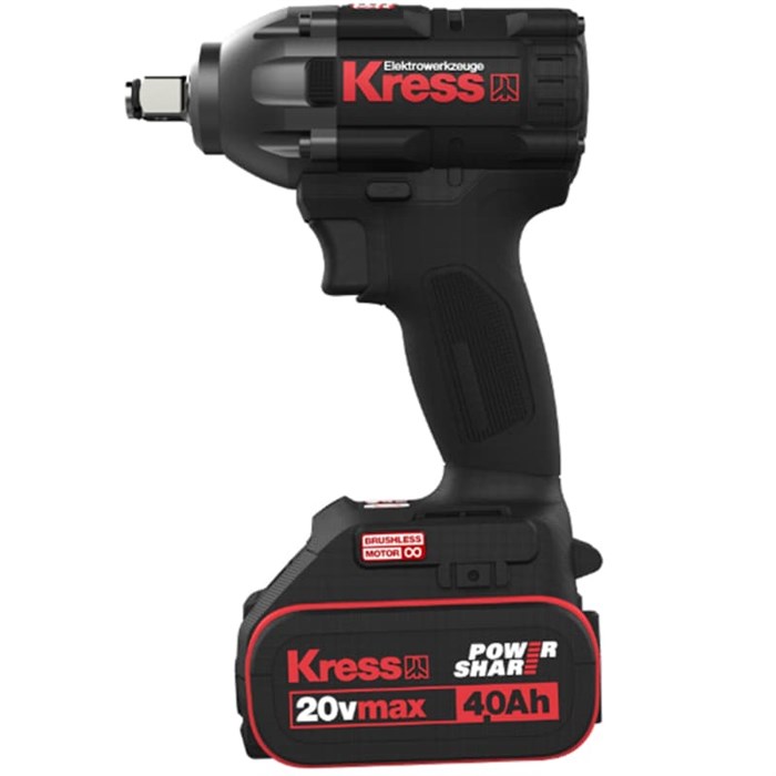Гайковерт аккумуляторный бесщеточный KRESS KU270.1, 20В, 4Ач х2, Зу 6А, кейс KU270.1 - фото 5296