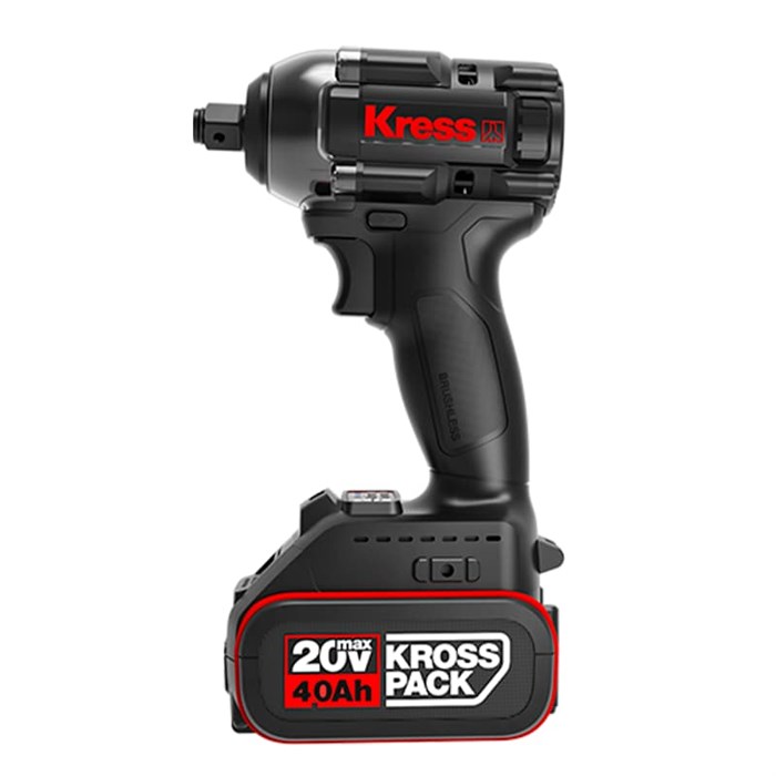Гайковерт аккумуляторный ударный бесщеточный KRESS KU272.2, 20В, 400Нм, 4Ач х2, Зу 2А, кейс KU272.2 - фото 5302
