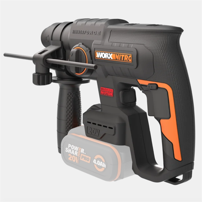Перфоратор аккумуляторный бесщеточный WORX WX381, 20В, 4Ач , ЗУ 2А, кейс WX381 - фото 5345