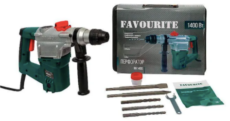 RH 1400 Перфоратор 1400Вт, SDS+, 3 режима, 5,0 Дж, вертик,кейс FAVOURITE 104111400 - фото 5365