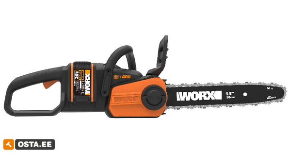 Цепная пила аккумуляторная WORX WG384E, 40В, 35 см, бесщеточная, 2*2,0 Ач, двойное ЗУ 2x2A WG384E - фото 5377