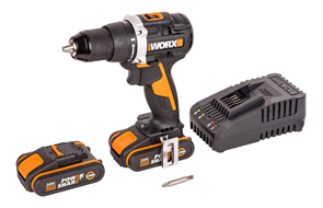 Дрель-шуруповерт аккумуляторная WORX WX102, 20В, 60Нм, бесщеточная, 2Ач х2, ЗУ, кейс WX102