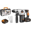 Перфоратор аккумуляторный WORX WX 392, 20В, 4 Ач x2 ,кейс WX392