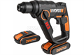 Перфоратор аккумуляторный WORX WX390.1, 20В, 2 Ач x2, кейс WX390.1 - фото 5338